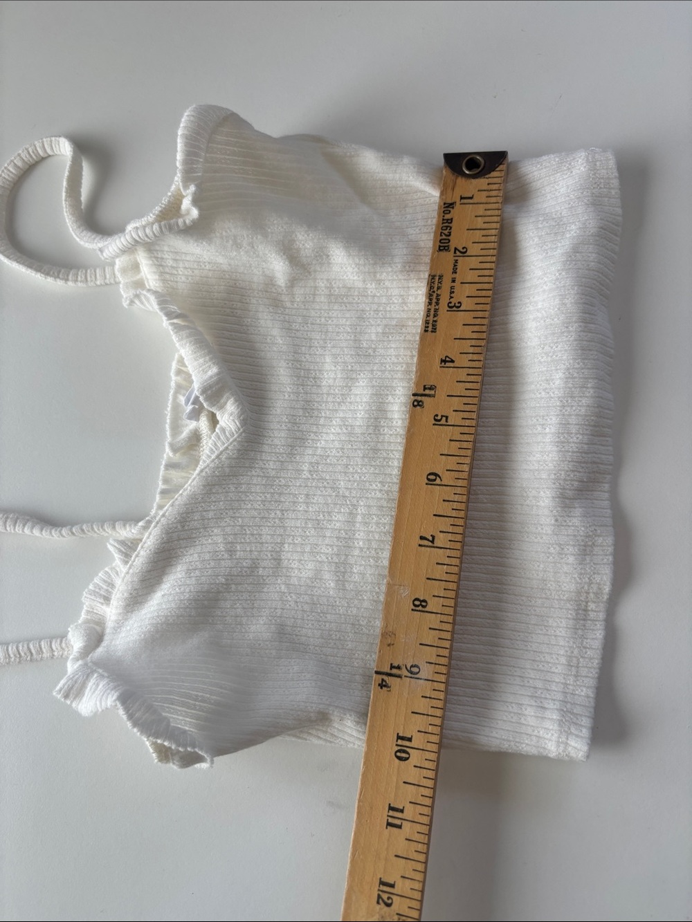 Garage Ivory Ribbed Ruffle-Trim Cropped Cami -614sku - Picture 6 of 6